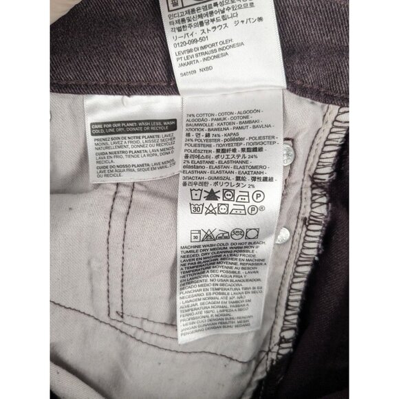 Levis 511 Slim Fit Jeans Mens 30x30 Burgundy Denim Tapered Leg Soft Pants - Picture 10 of 12